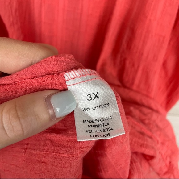 Hester & Orchard Coral V-Neck Blouse Size 3X - Picture 4 of 7